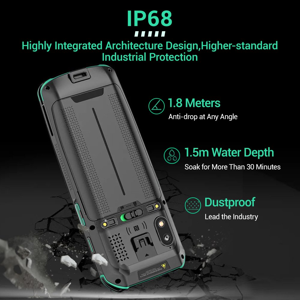FYJ F9824 Keyboard Rugged Android 11 IP68 Handheld Barcode Scanner Touch Screen Mobile Computer PDA With Zebra Scanner
