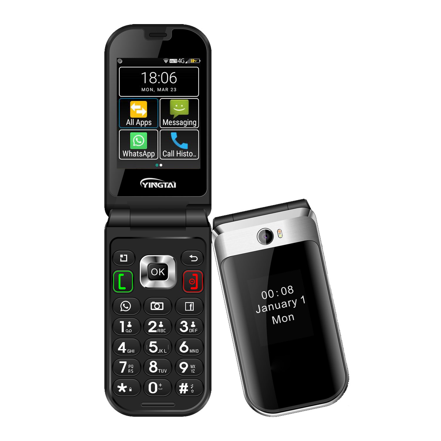 YING TAI OEM 2.8 inch 4G senior folding mobile phone android LTE big button keypad phone