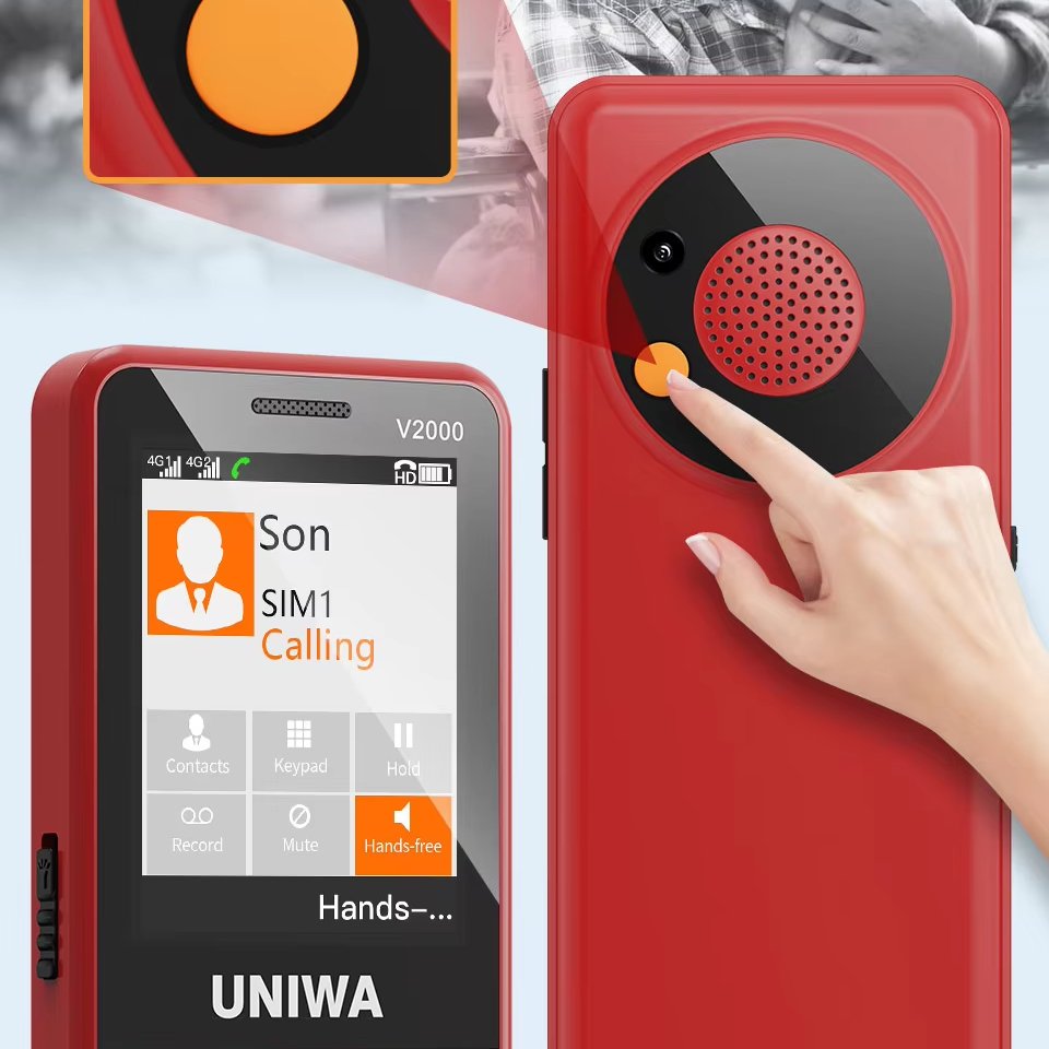 UNIWA V2000 Elderly 4G Phone with 2.4 Inch Display SOS Button TF Card Support Dual SIM