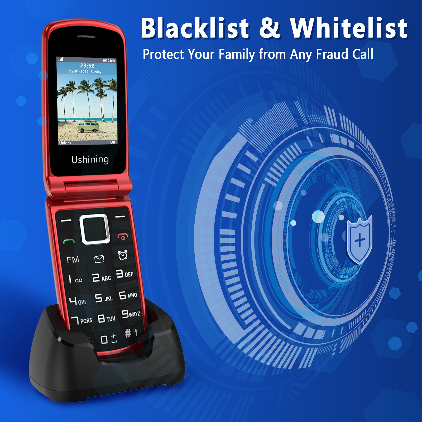 new design 4G Flip Feature Phone 1.77+2.4'' Dual Screen LTE Cell Phone Basic Phone with FM Bluetooth for Elderly People