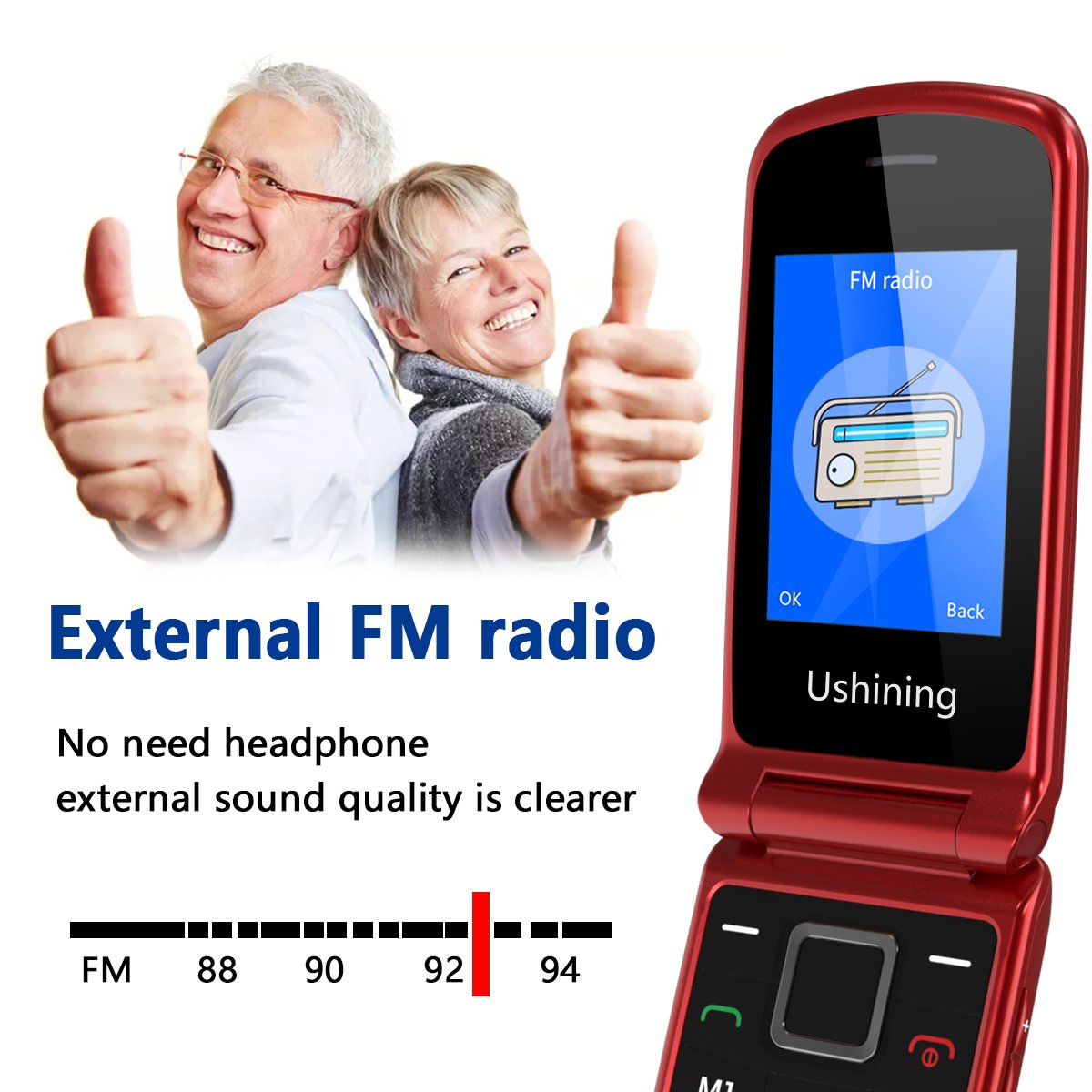 new design 4G Flip Feature Phone 1.77+2.4'' Dual Screen LTE Cell Phone Basic Phone with FM Bluetooth for Elderly People