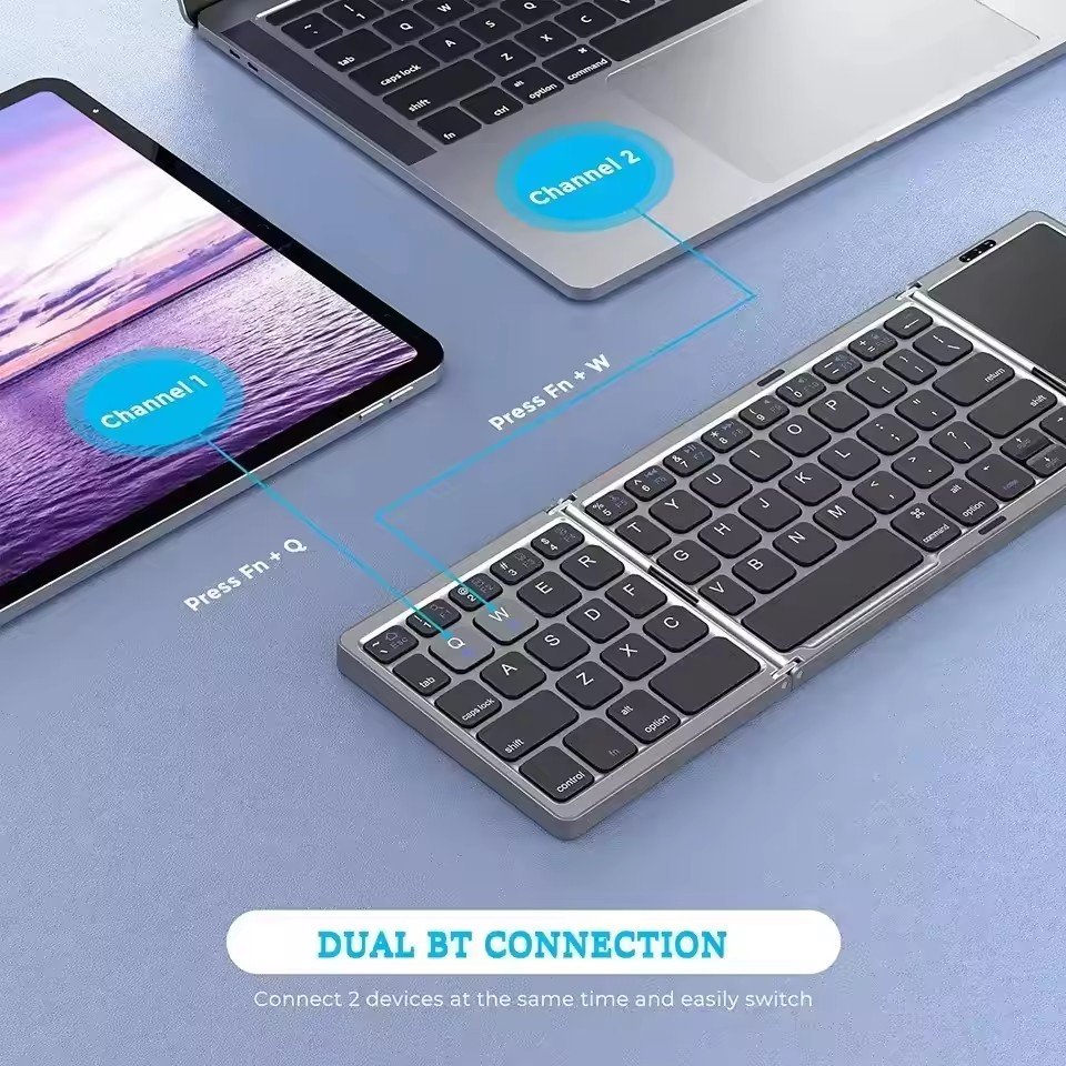 Waterproof Foldable Keyboard B033S Office Portable Wireless Keyboard for Mobile Phone and Tablet Gaming Keyboard