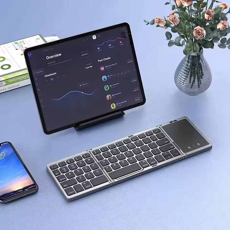 Waterproof Foldable Keyboard B033S Office Portable Wireless Keyboard for Mobile Phone and Tablet Gaming Keyboard