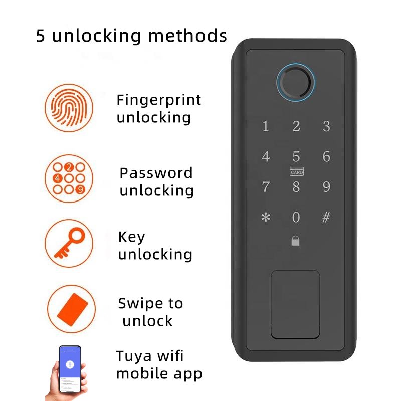Mini short smart lock keyless entry fingerprint password IC card key anti-theft lock TUYA WIFI home office automatic door lock