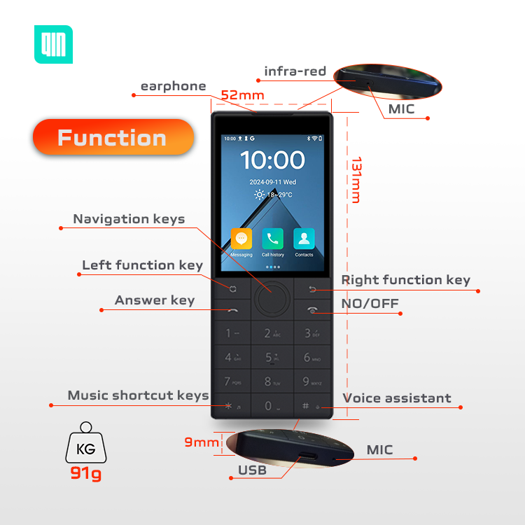 Duoqin Mobile Phone Qin F22 Smart Touch Screen 4G Mobile Phones No camera Qin F22 Android 11 Google Version