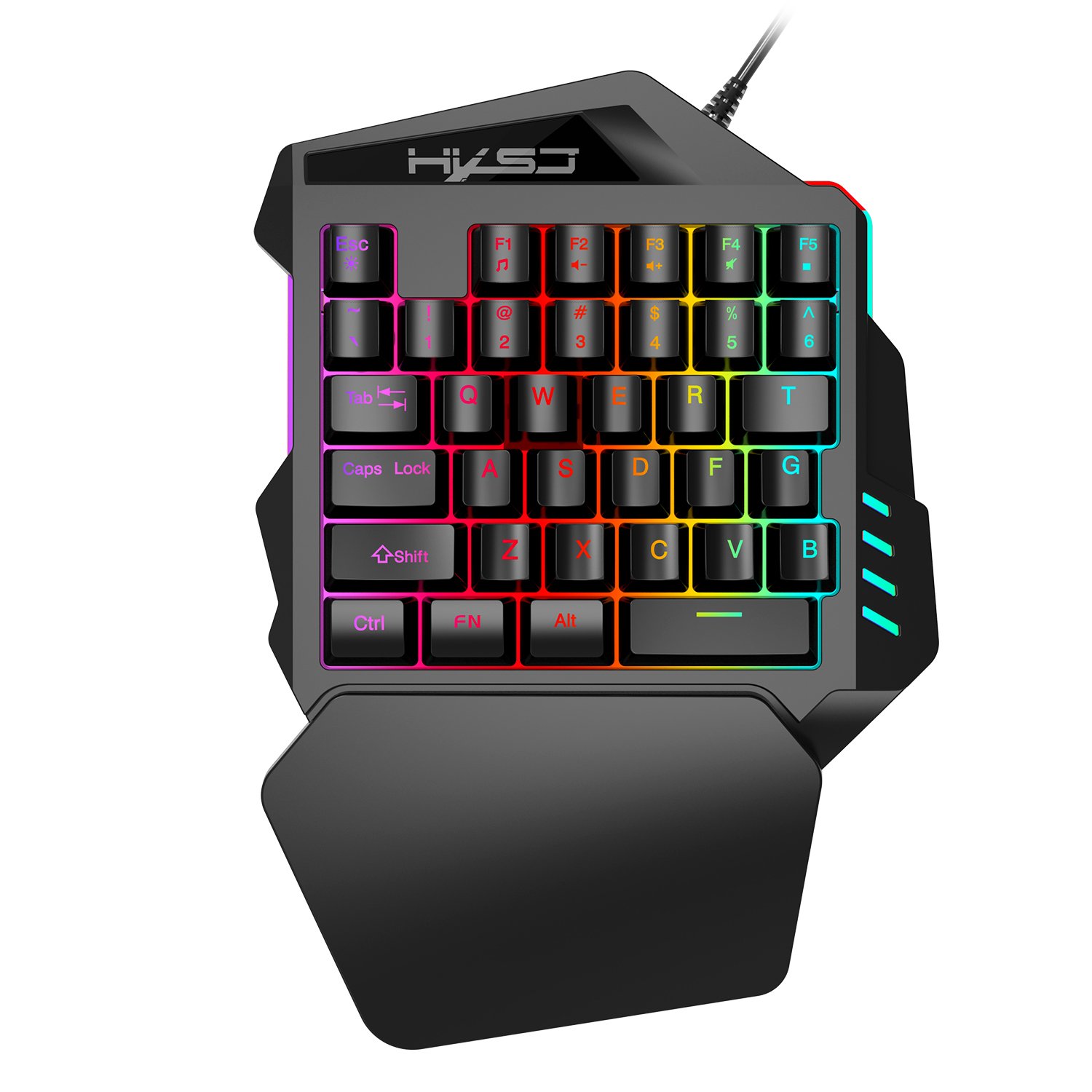 HXSJ One Handed Gaming Keyboard RGB Backlit 35 Keys Portable Mini Gaming Keypad Ergonomic Game Controller for PC Gamer