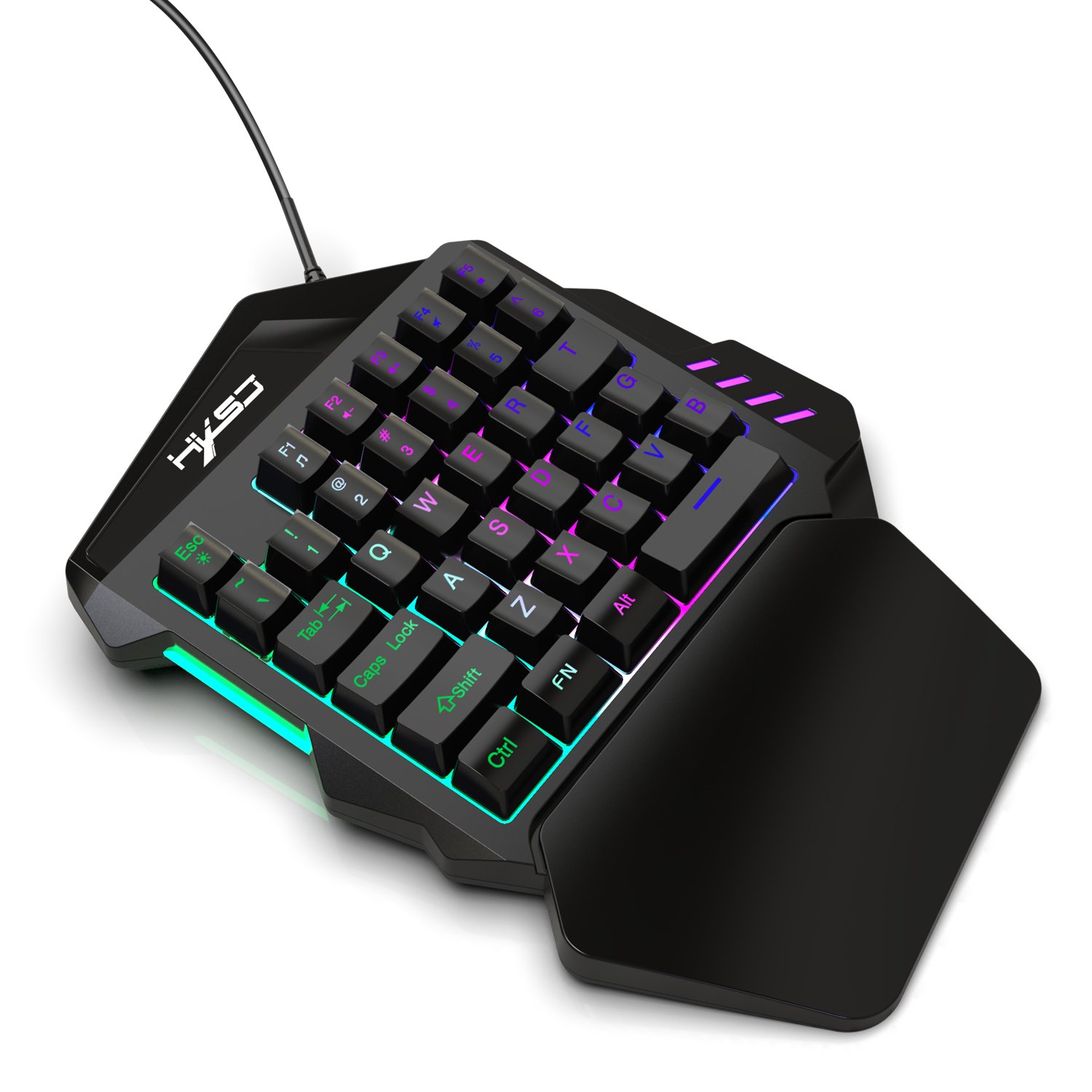 HXSJ One Handed Gaming Keyboard RGB Backlit 35 Keys Portable Mini Gaming Keypad Ergonomic Game Controller for PC Gamer