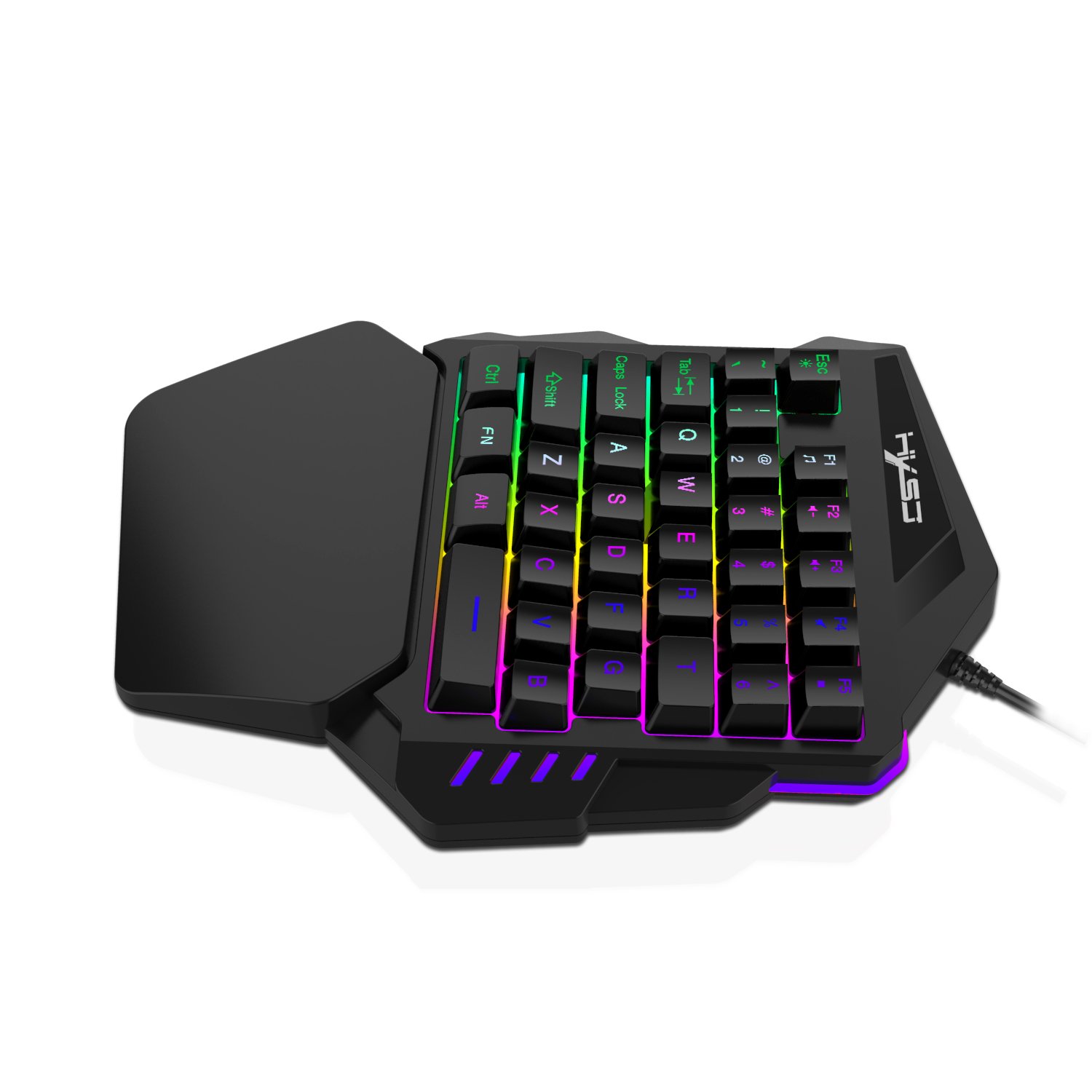 HXSJ One Handed Gaming Keyboard RGB Backlit 35 Keys Portable Mini Gaming Keypad Ergonomic Game Controller for PC Gamer