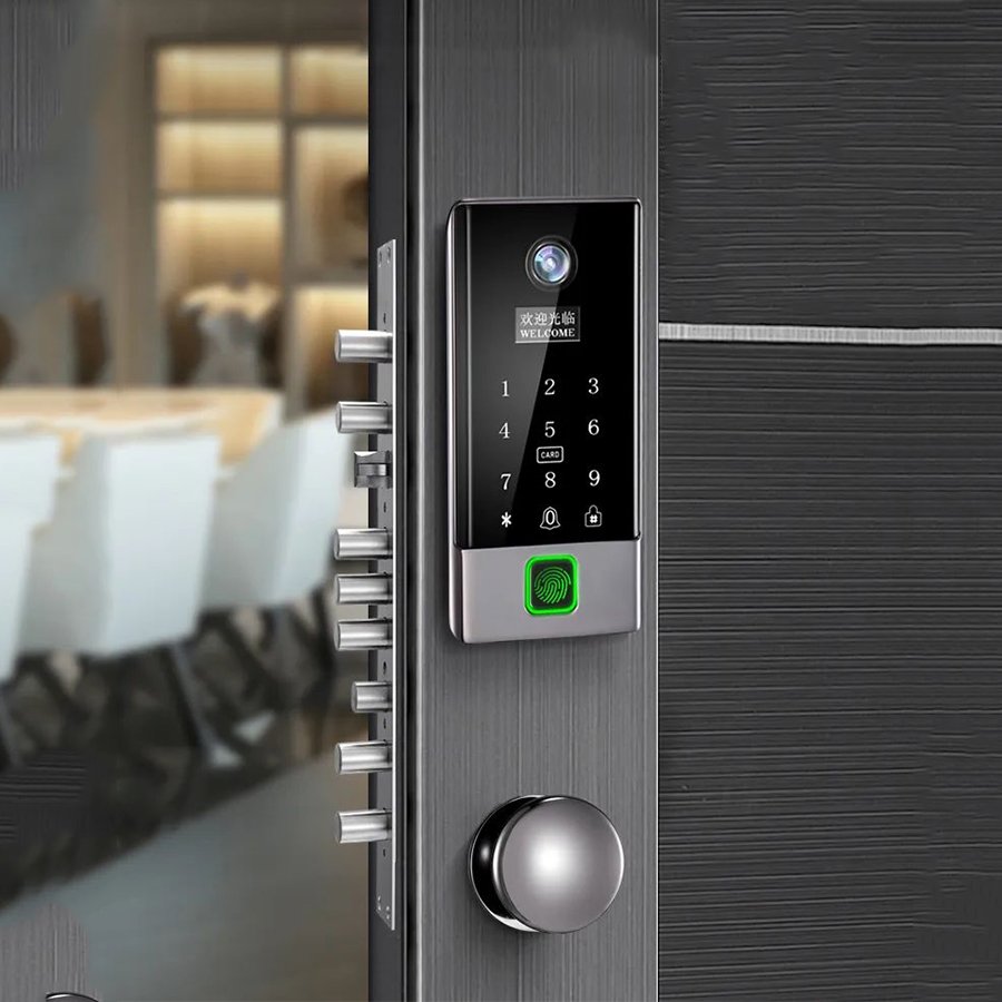 Israel Lock Home Tuya APP Electronic Digital Keypad Biometric Fingerprint Smart Door Lock with Israel Lock Body and Camera