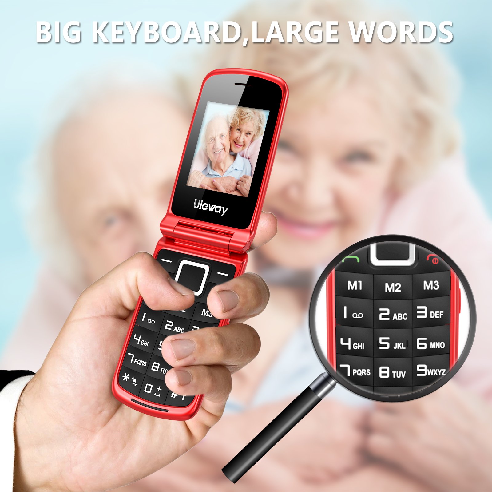 Factory High Quality Unlocked Dual SIM ,1.77+2.4'' Dual Display 4G Mobile Phone with Big Button SOS Senior Phone