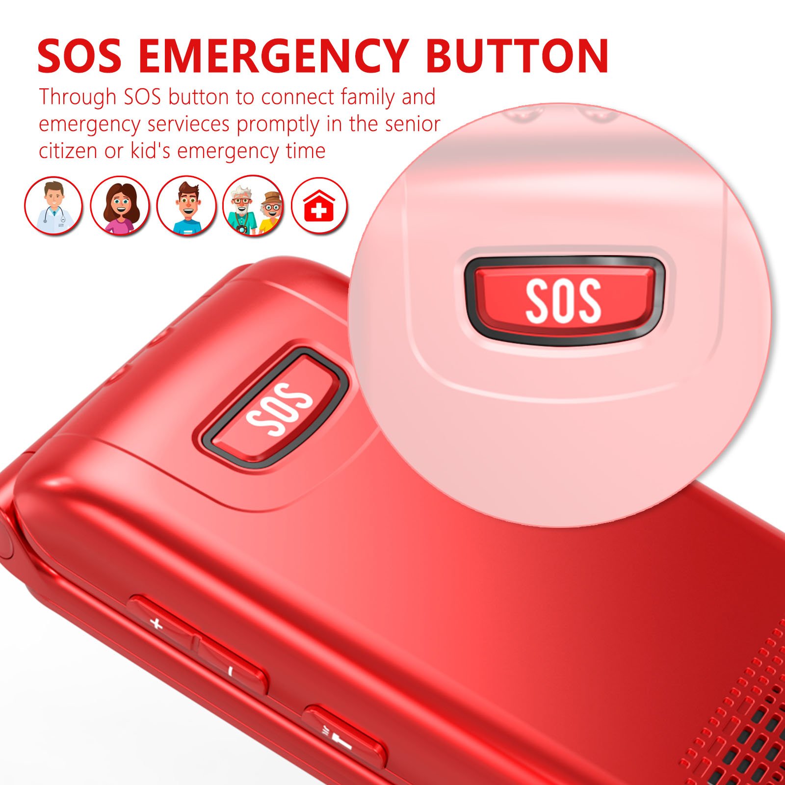 Factory High Quality Unlocked Dual SIM ,1.77+2.4'' Dual Display 4G Mobile Phone with Big Button SOS Senior Phone