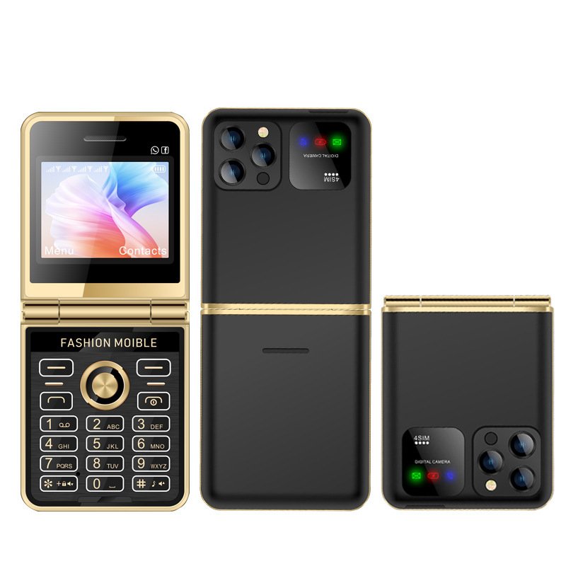New cross-border flip elderly phone with four cards and four standby ultra long standby Bluetooth largescreenwholesalebusiness