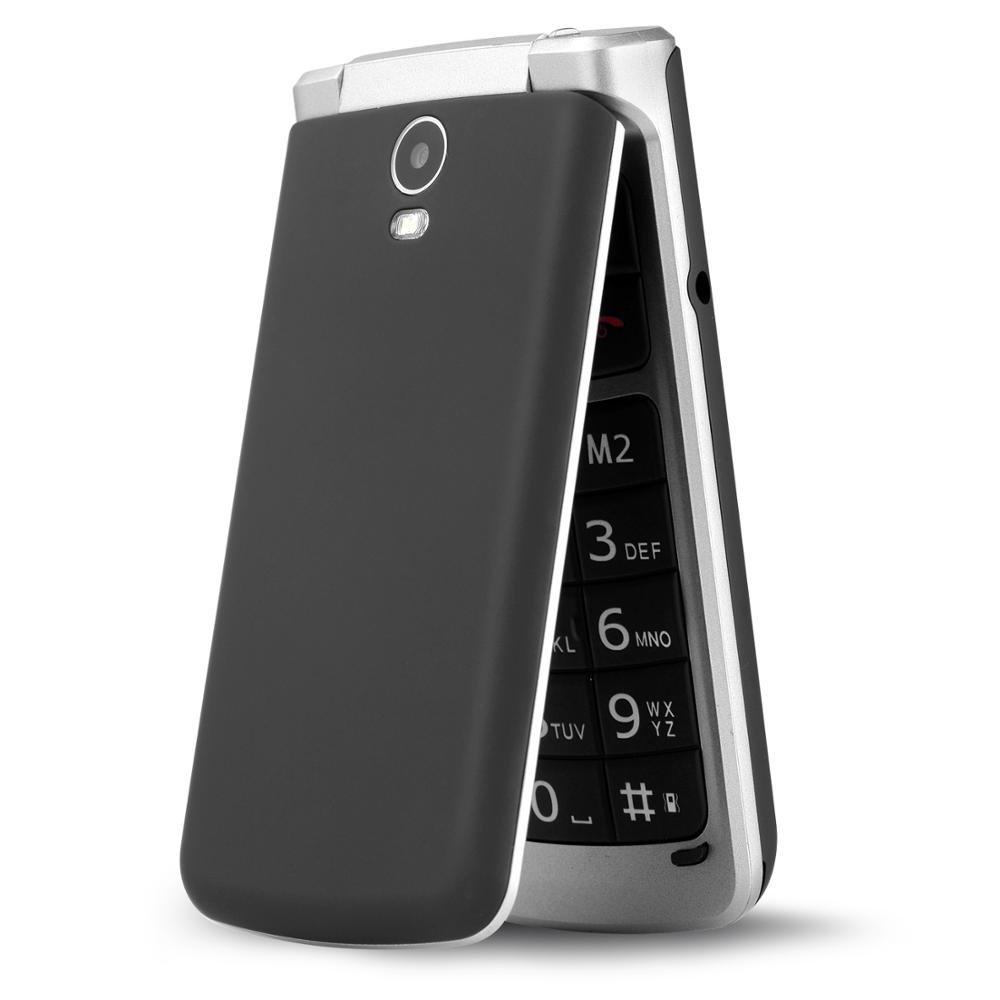 Basic design unlocked senior flip phones keypad folding mobile phones with sos button