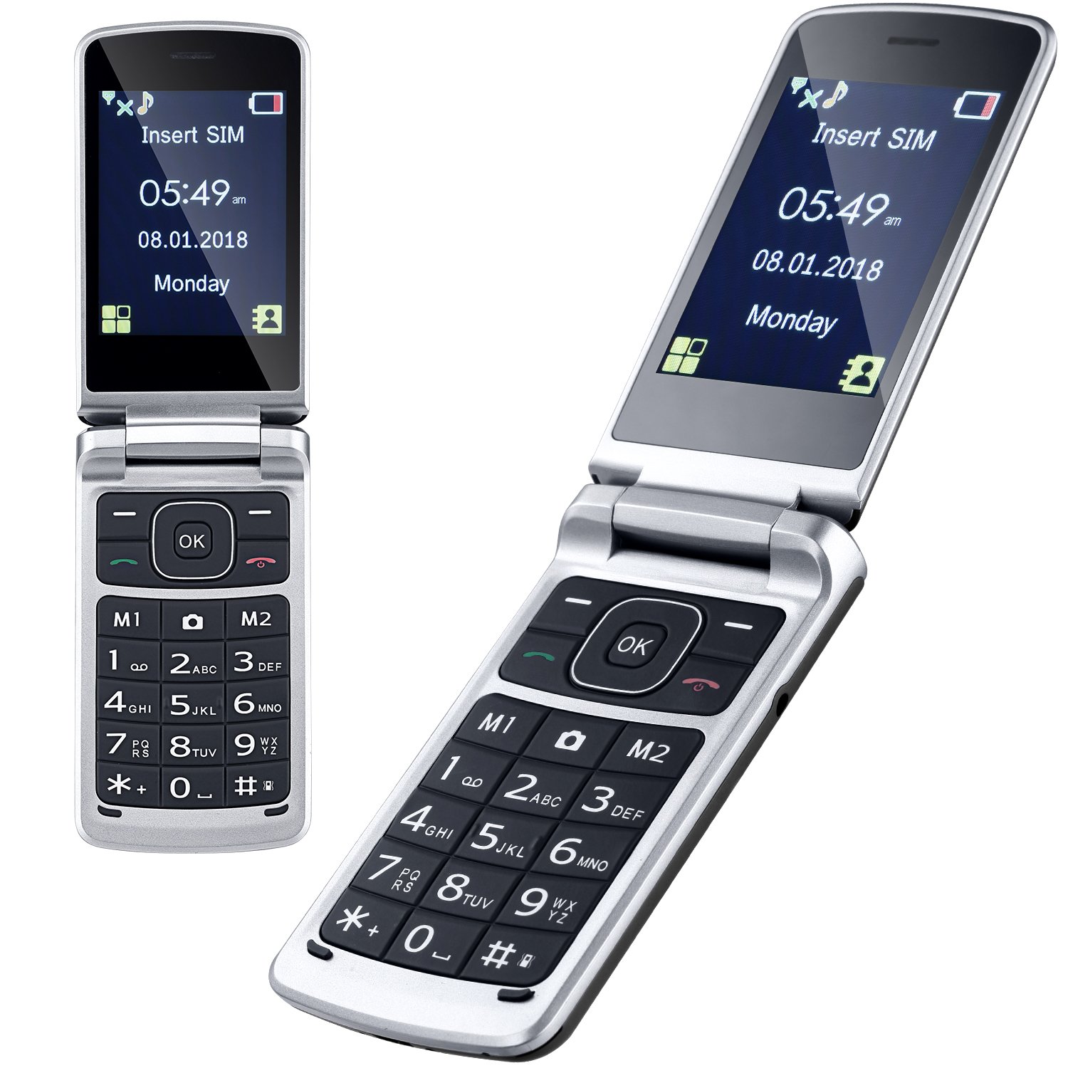 Basic design unlocked senior flip phones keypad folding mobile phones with sos button