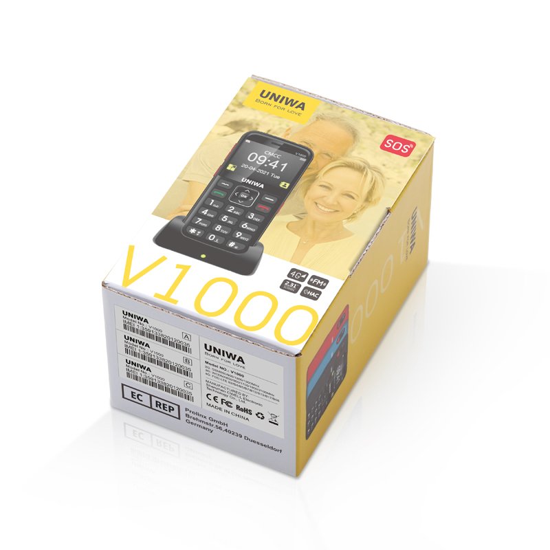 2.31 inch senior phone UNIWA V1000 cellphone 3G 4G network big buttons cellphones for elder people wholesale mobile phone