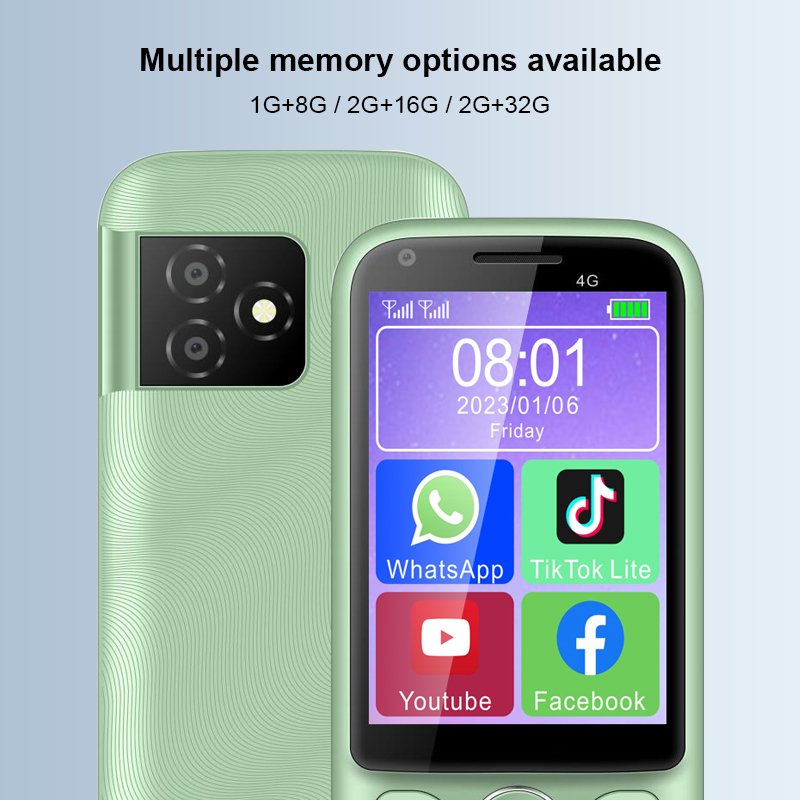 3.5 Inch Small Feature Phone Earphone Low Radiation Call Recording 2 Sim Mini Mobile Phone With Camera