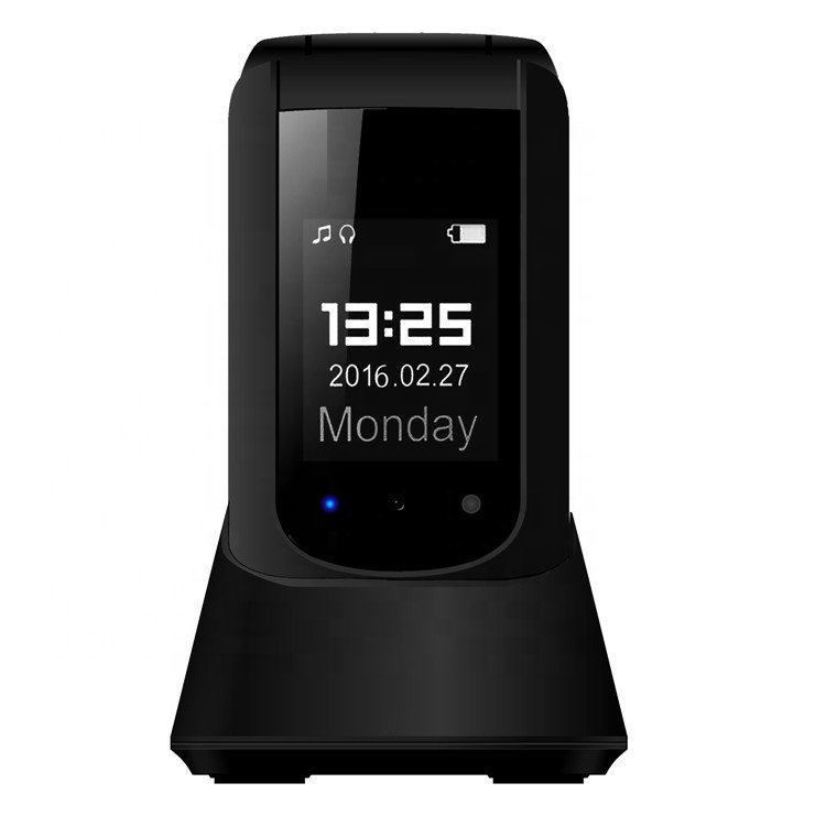 2G Dual Screen keypad flip mobile phone for elderly Quad band Dual SIM FM SOS portable telephone big fonts big voluce