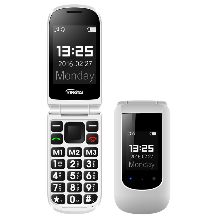 2G Dual Screen keypad flip mobile phone for elderly Quad band Dual SIM FM SOS portable telephone big fonts big voluce