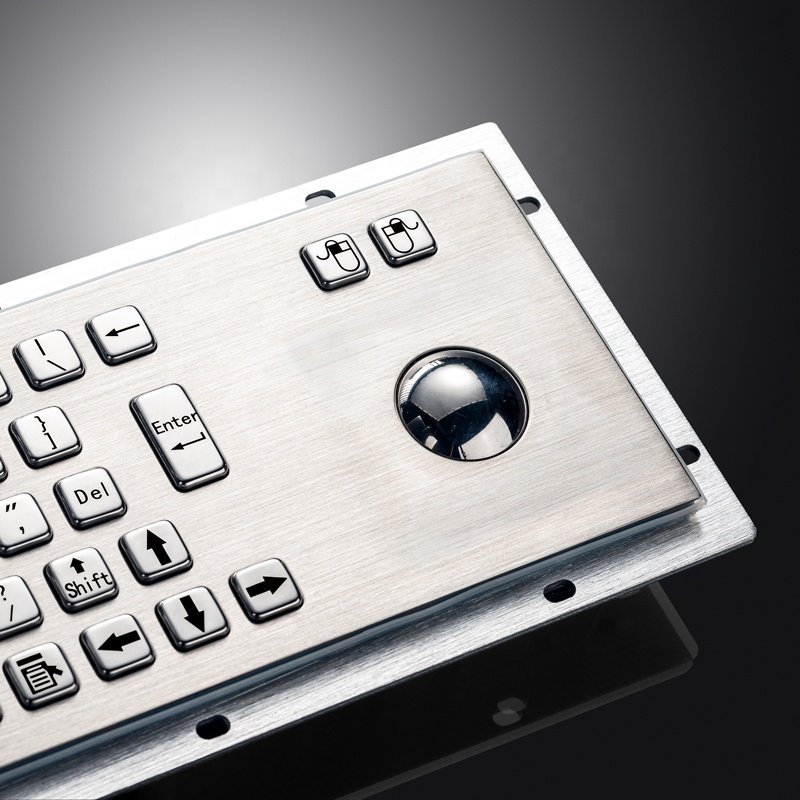 IP65 Rugged Waterproof Metal Stainless Steel Industrial Keyboard With Trackball Mouse Keypad For Kiosk CNC Mill