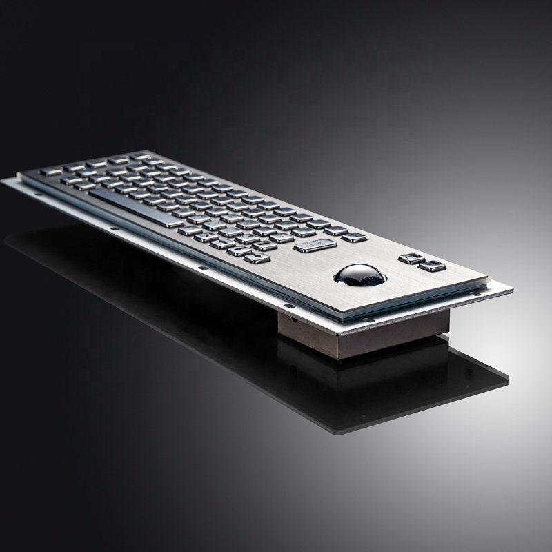 IP65 Rugged Waterproof Metal Stainless Steel Industrial Keyboard With Trackball Mouse Keypad For Kiosk CNC Mill