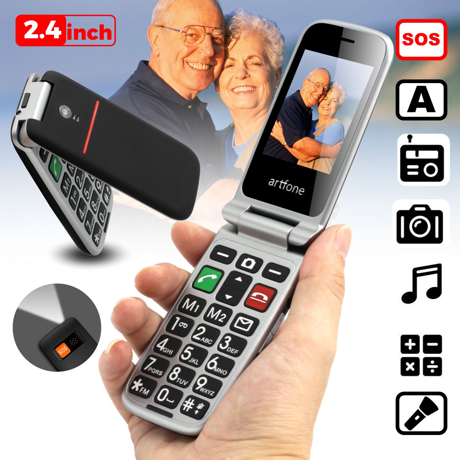 MTK 2G Senior Flip Phone with S0S key/Dual SIM card big font big speaker long standby