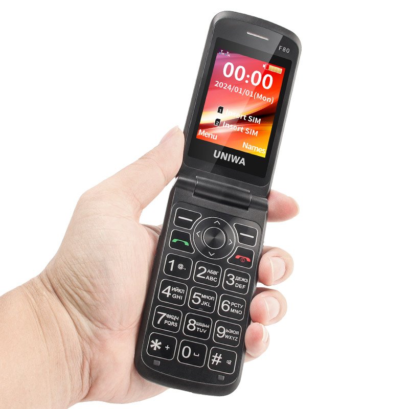 UNIWA F106 2024 Retro Flip Phone with T9 Keypad 1600mAh Battery and No Camera