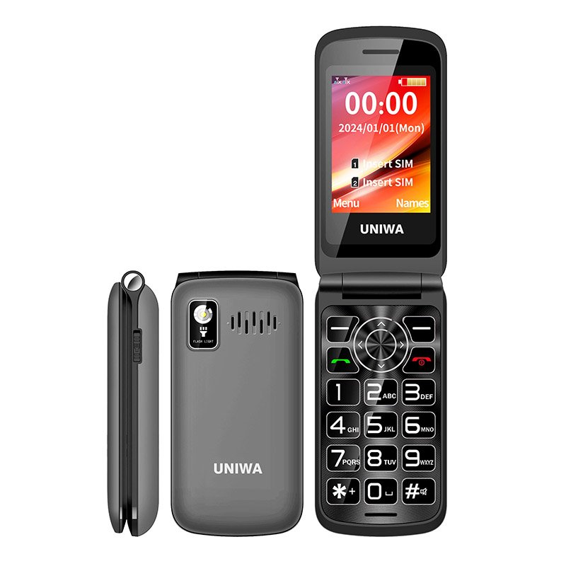 UNIWA F106 2024 Retro Flip Phone with T9 Keypad 1600mAh Battery and No Camera