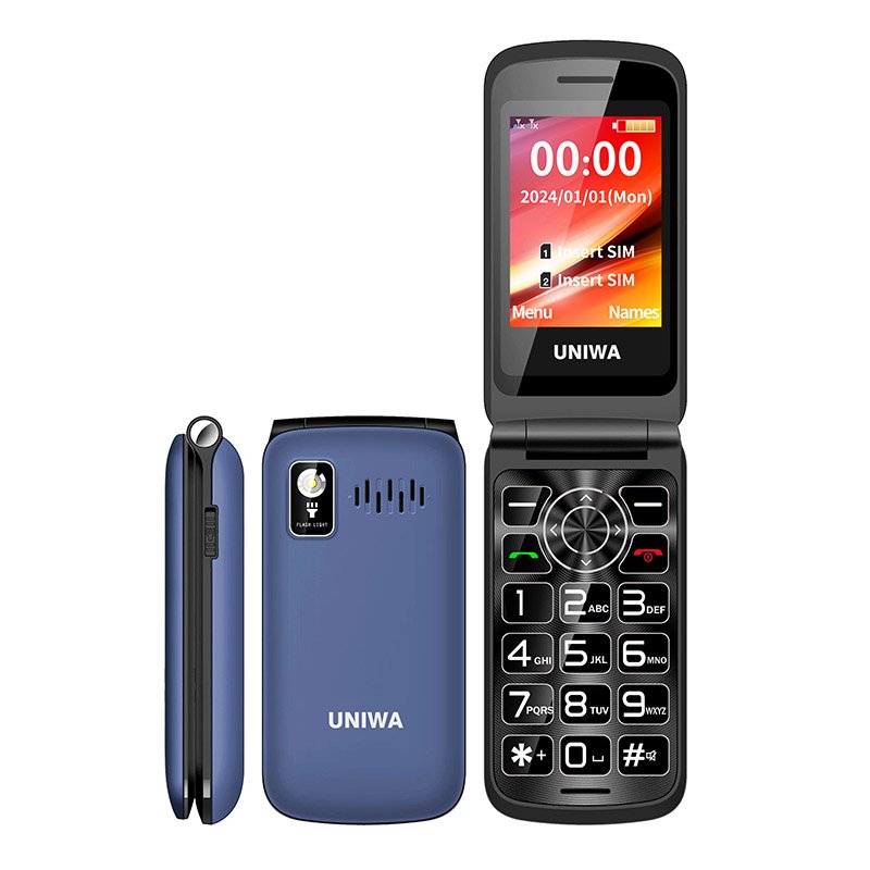 UNIWA F106 2024 Retro Flip Phone with T9 Keypad 1600mAh Battery and No Camera