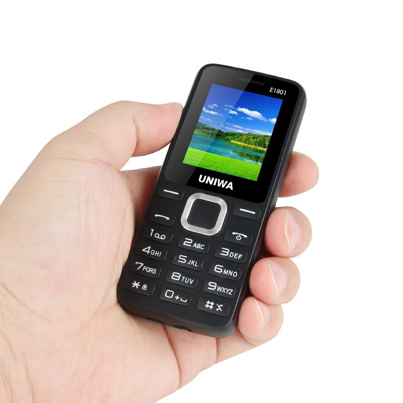 UNIWA E1801 low price 1.77 inch dual sim dual standby 2g feature cellphone senior keypad mobile phone