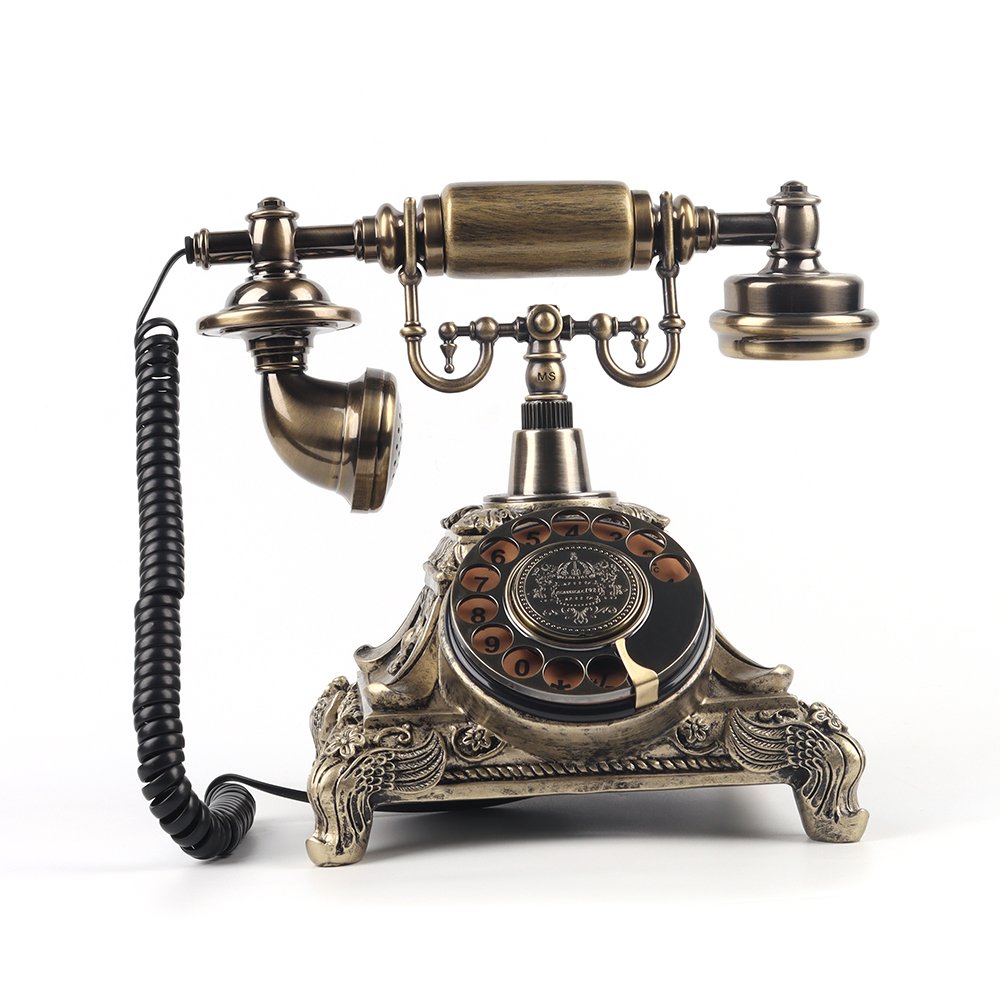 Vintage White Bronze Gold phone Wedding Guest's Book Guestbook Roulette Dial Recording Audio Guestbook phone