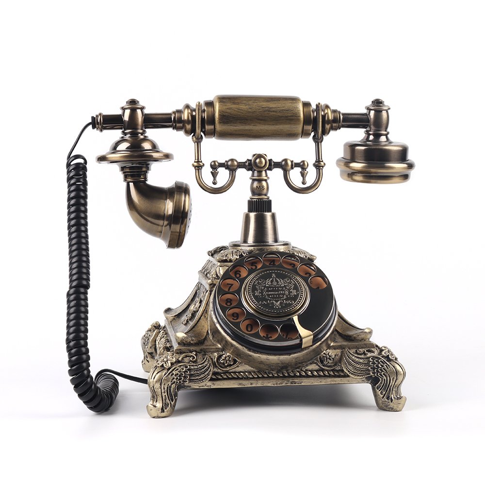 Vintage White Bronze Gold phone Wedding Guest's Book Guestbook Roulette Dial Recording Audio Guestbook phone