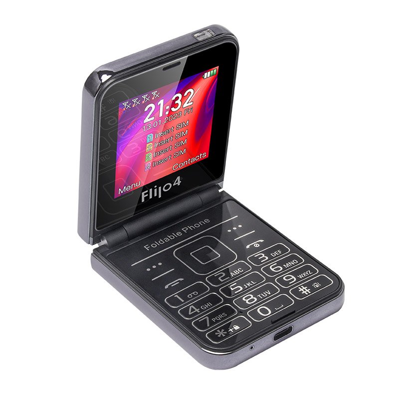 Wholesale 4 SIM Cards Folding Phone GSM Keypad Feature Cellphone Flip Mobile Phone