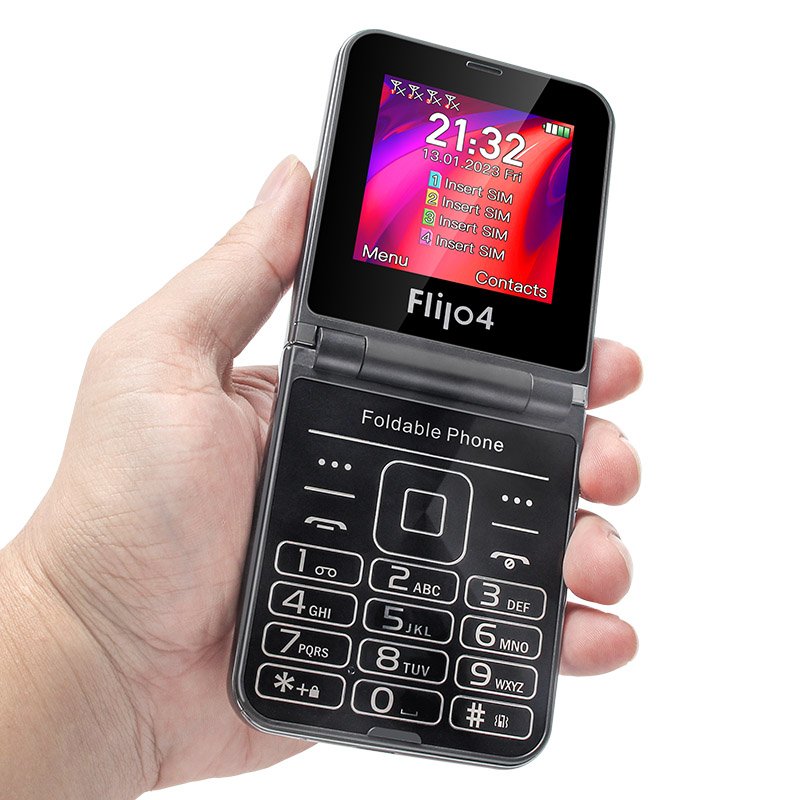 Wholesale 4 SIM Cards Folding Phone GSM Keypad Feature Cellphone Flip Mobile Phone