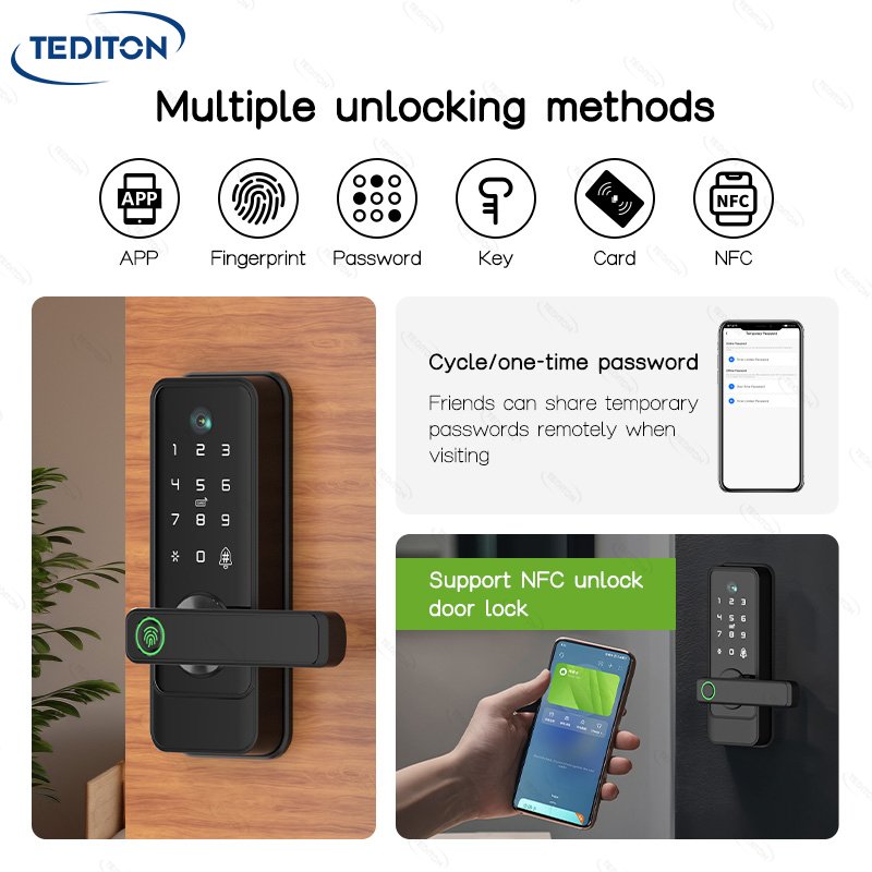 Tuya Wifi Digital Keypad Door Lock Biometric Fingerprint Intelligent Digital Push Pull Smart Door Lock With Smart Life App