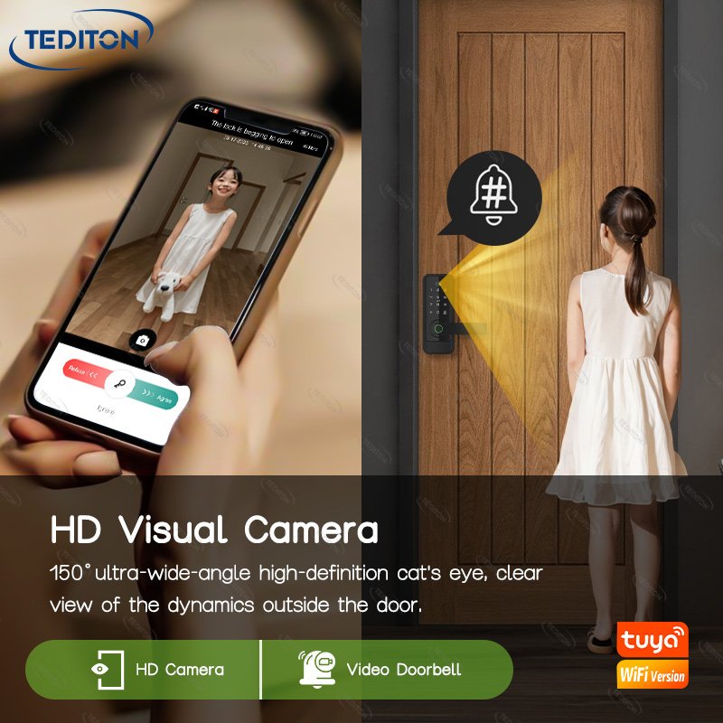 Tuya Wifi Digital Keypad Door Lock Biometric Fingerprint Intelligent Digital Push Pull Smart Door Lock With Smart Life App