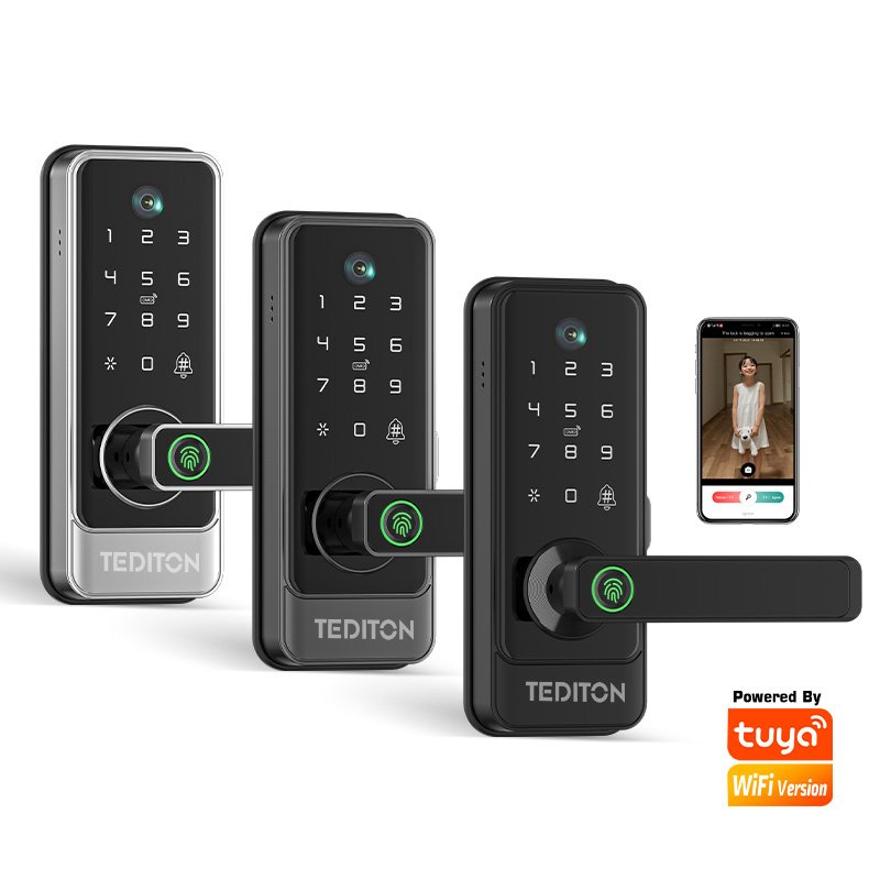 Tuya Wifi Digital Keypad Door Lock Biometric Fingerprint Intelligent Digital Push Pull Smart Door Lock With Smart Life App
