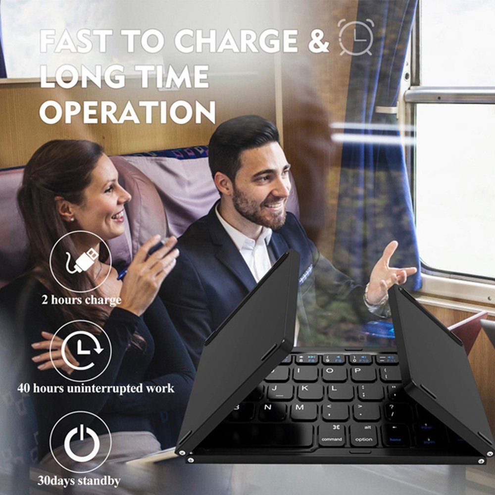 Foldable Keyboard with Touchpad Mini Wireless Keyboard Folding Ergonomic with 64 Keys for Ios/Android/Windows Pad Laptop Phone