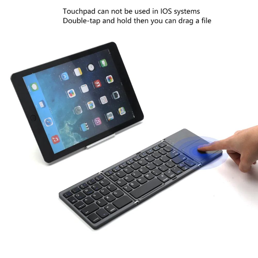 Foldable Keyboard with Touchpad Mini Wireless Keyboard Folding Ergonomic with 64 Keys for Ios/Android/Windows Pad Laptop Phone