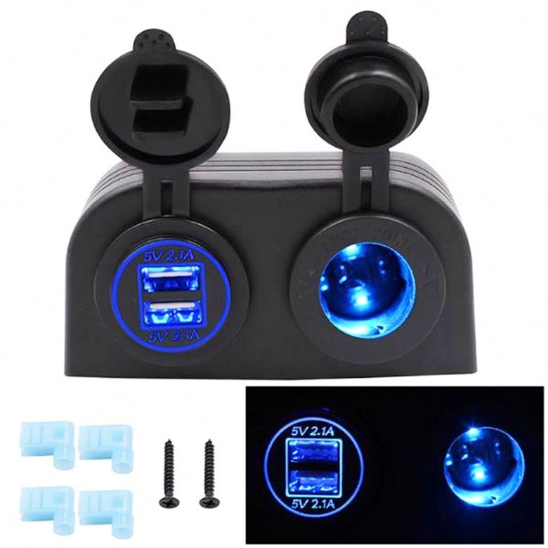 New tent car recreational vehicle yacht modified dual USB4.2A with LED light cigarette lighter car charger