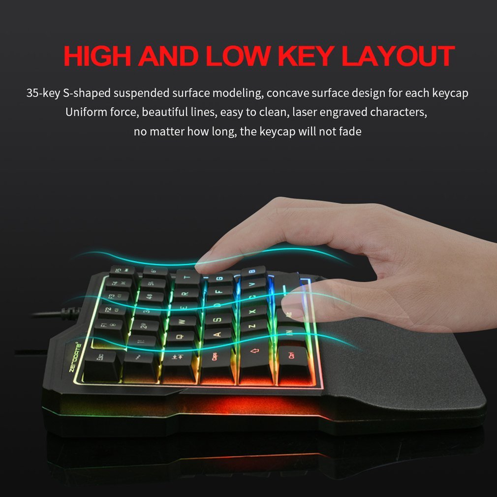 Hot Selling K7 One-handed LED Color Backlight Mechanical Gaming Keyboard Portable Mini Gaming Keypad for LOL/PUBG