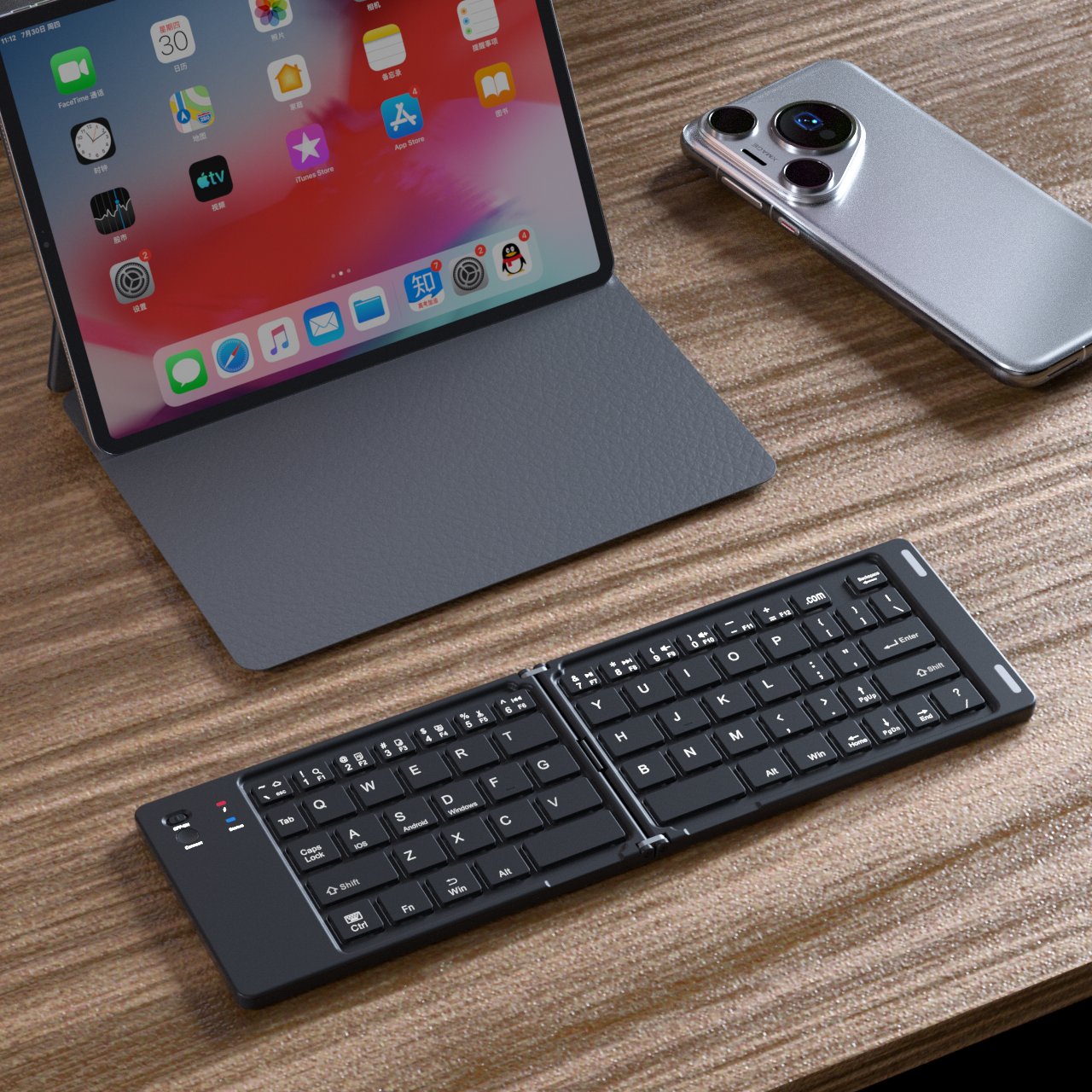 Pocket-sized Rechargeable Wireless Bluetooth Ultra-Slim Folding Keyboard For IPads Phones