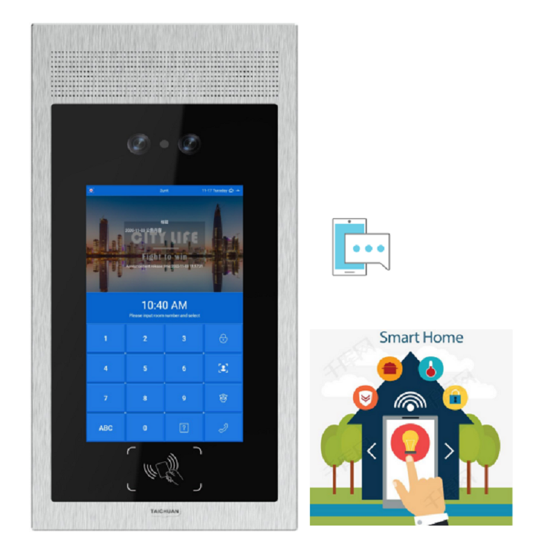 TCP/IP 7-Inch HD 2MP Video Intercom with Smart Home Control, Face, PIN Codes, IC/ID Card, Mobile App Unlock functions