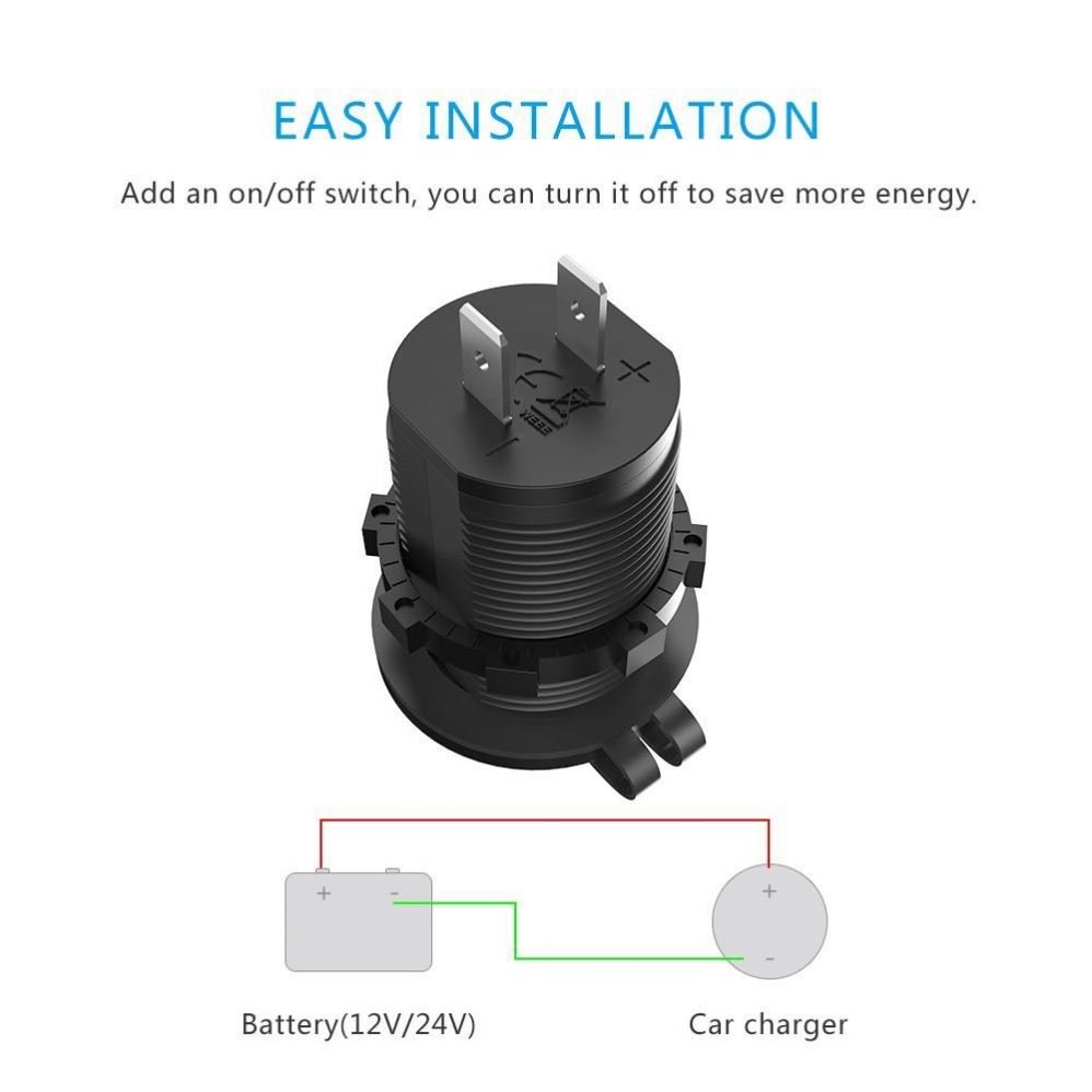 Car motorcycle/RV boat modification car charger QC3.0 dual USB car Dual Aperture fast charging USB interface