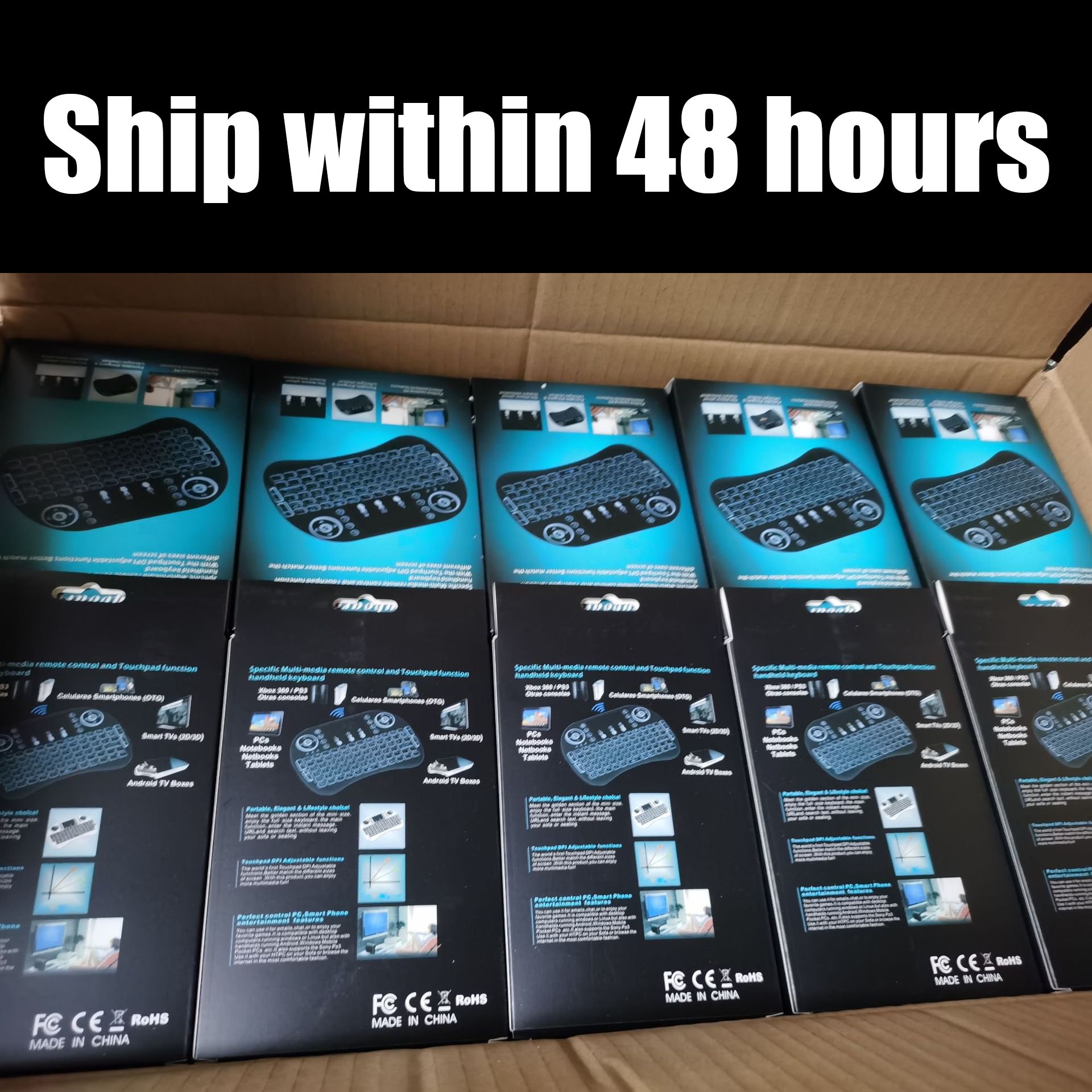 Factory wholesale I8 Wireless Mini Keyboard 7 color Backlit keyboard 2.4G Touchpad Handheld Keyboard For PC Android TV Box