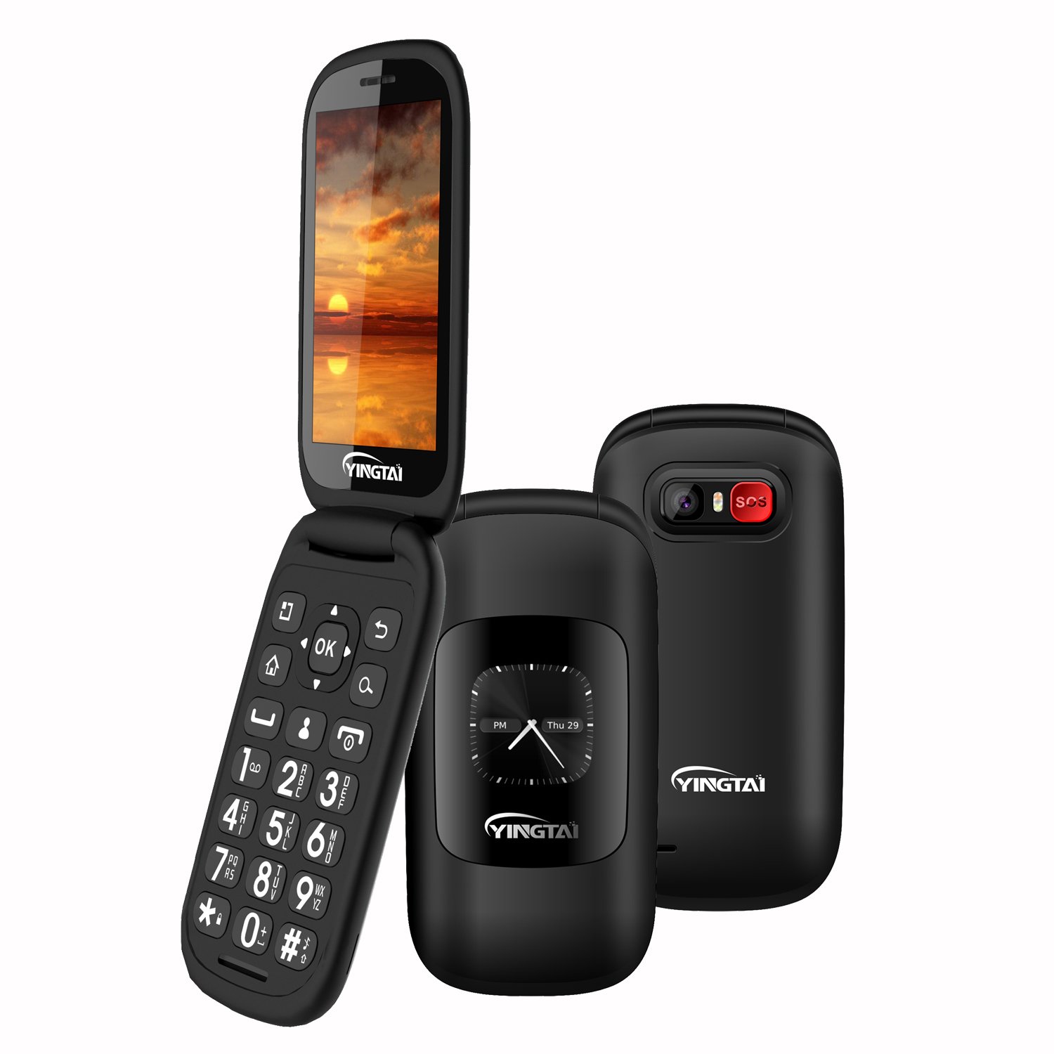 IPS Touch Screen 4G MTK Flip Androids Phones Unlocked Dual Sim Senior Phone