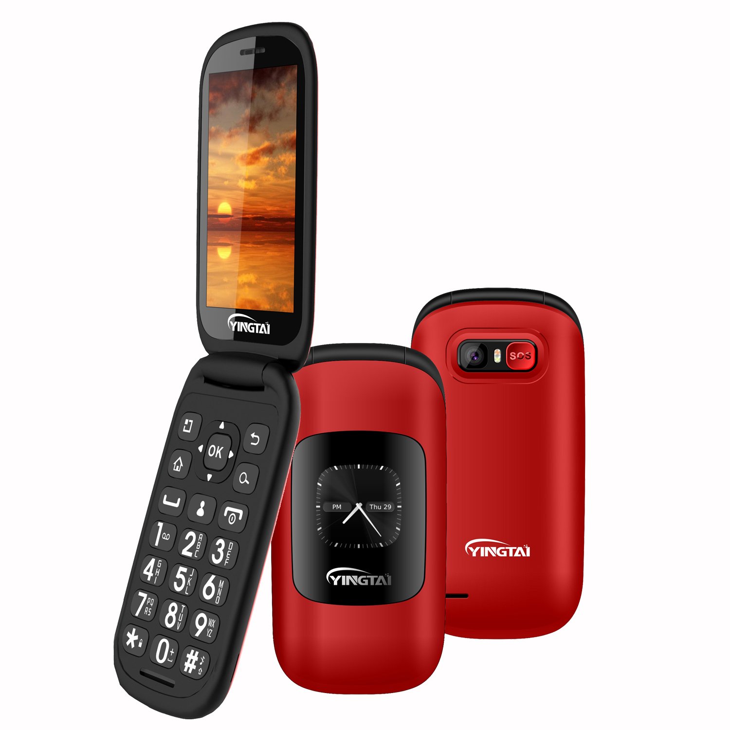IPS Touch Screen 4G MTK Flip Androids Phones Unlocked Dual Sim Senior Phone