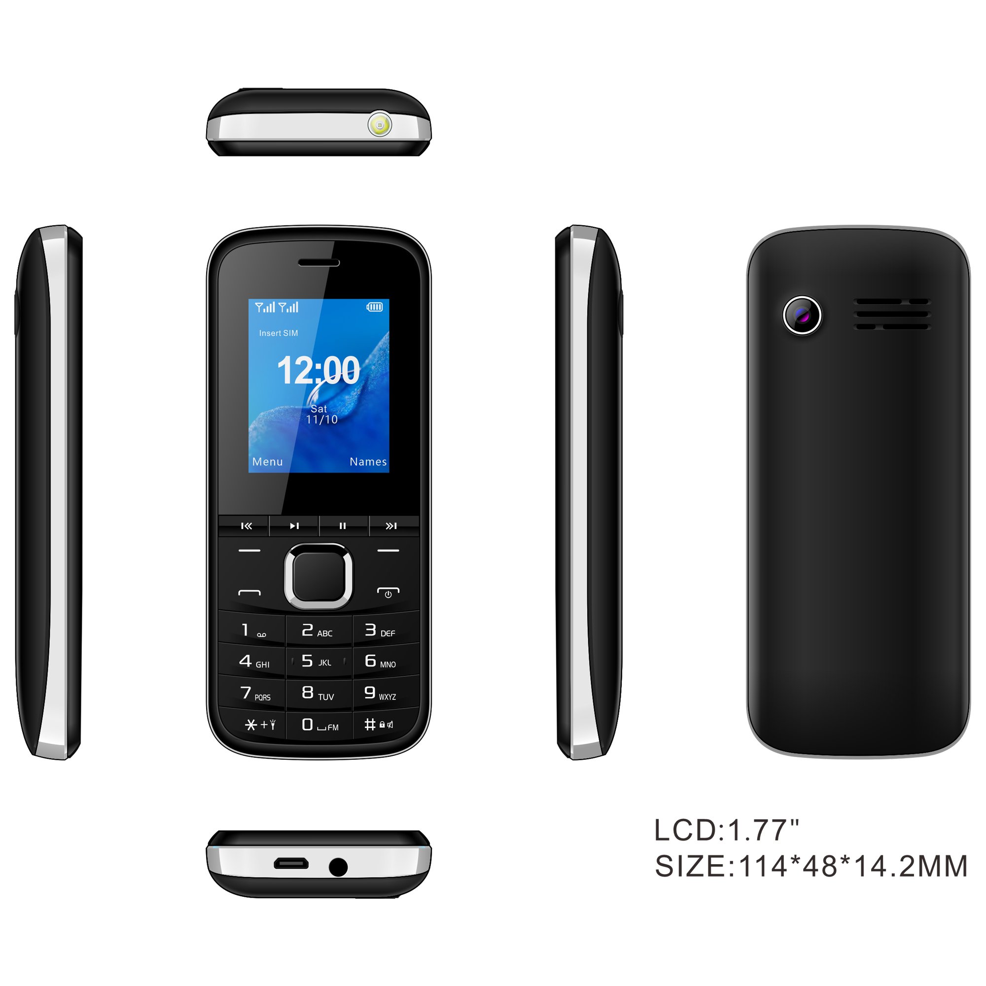 2024 Factory low price cheap basic phone 1.77 inch Dual SIM Bar Mobile Phones 2G GSM Support MP3/MP4 FM camera