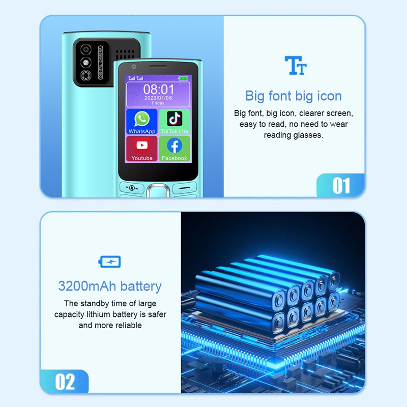 2.8 Inch Big Battery Big Button Senior Feature Phone Oem China Keypad Touch Gsm Mobile Phone With Camera