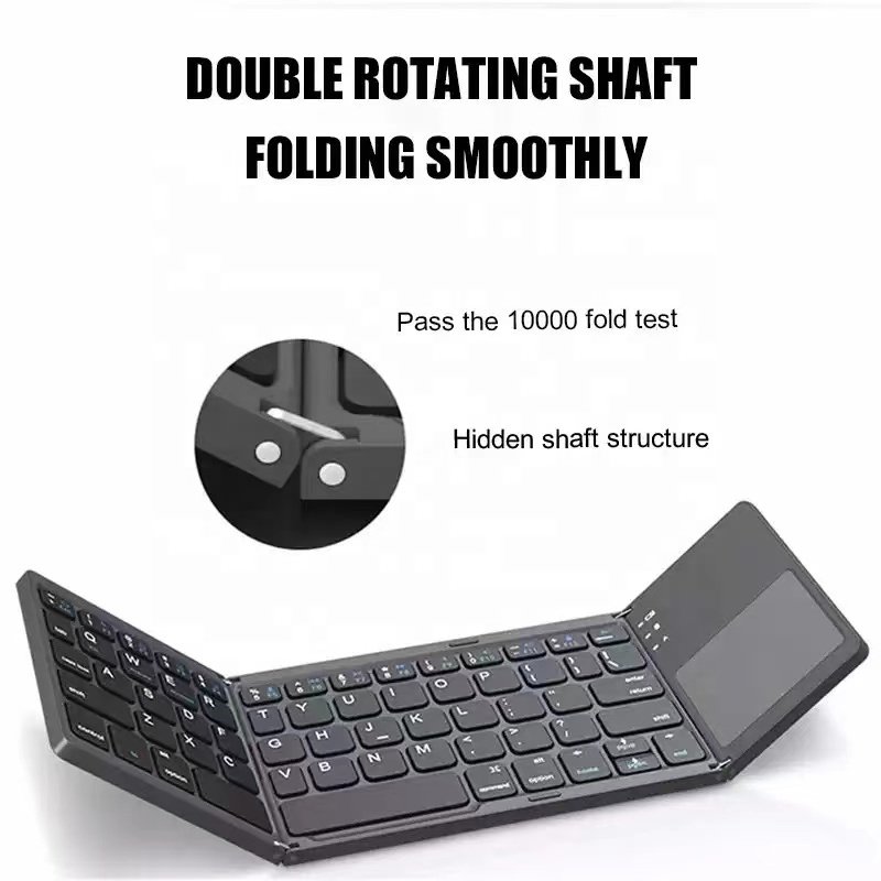 Foldable BT Keyboard with Touchpad Wireless 140mAh Rechargeable Folding Mini Keyboard For Windows Android IOS MAC