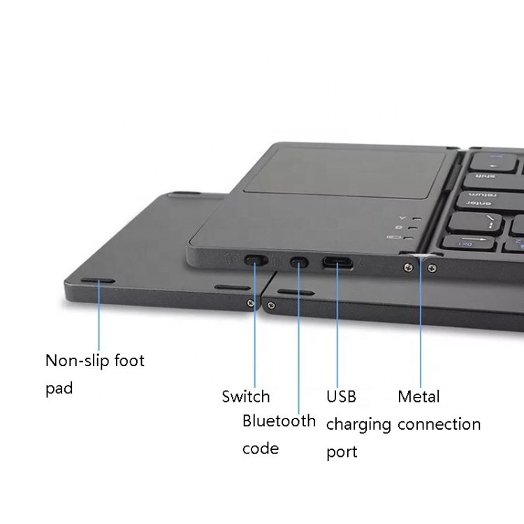Foldable BT Keyboard with Touchpad Wireless 140mAh Rechargeable Folding Mini Keyboard For Windows Android IOS MAC